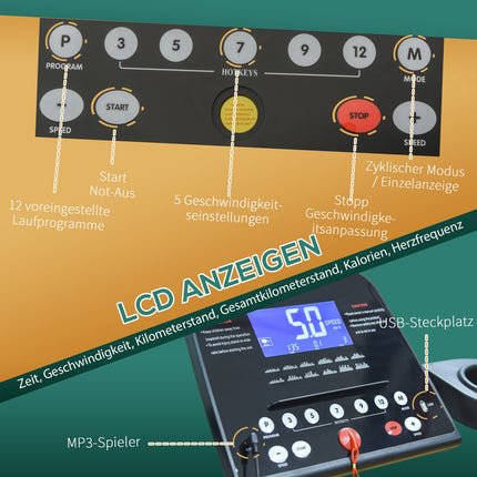 Zusammenklappbares elektrisches Laufband mit LCD & MP3, 1-14 km/h