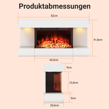 Elektrický nástěnný krb s topením a LED osvětlením