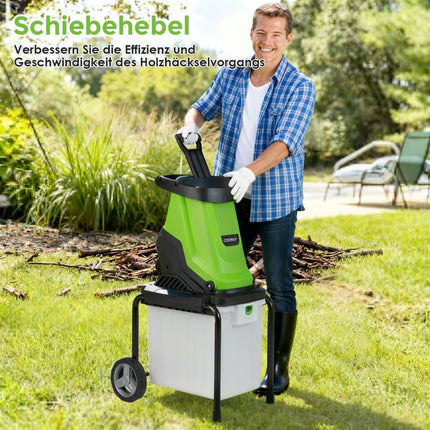 Electric Wood Chipper, 2800W, 50L Collection Bin, 45mm Capacity