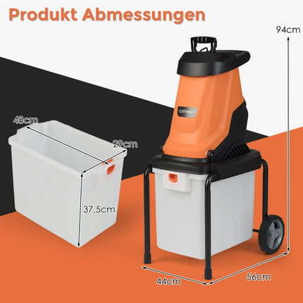 Elektrischer Holzhacker, 2800W, 50L Fangkorb, 45mm Kapazität