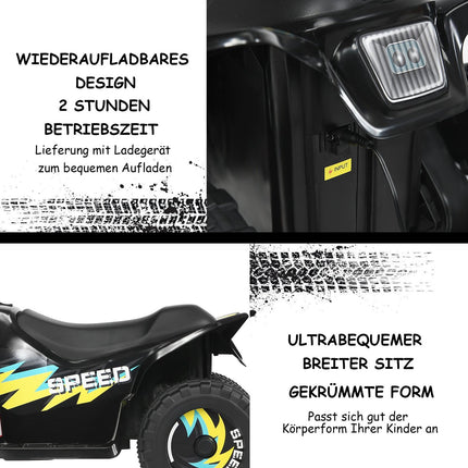 Elektroauto für Kinder, Elektro Kinderquad, Kindermotorrad, 73 x 40 x 44,5 cm, schwarz