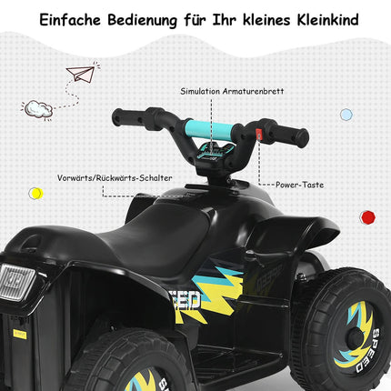 Elektroauto für Kinder, Elektro Kinderquad, Kindermotorrad, 73 x 40 x 44,5 cm, schwarz