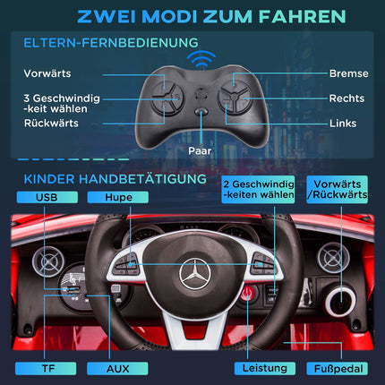 Elektroauto für Kinder, Fernbedienung, USB-Musik, Rot