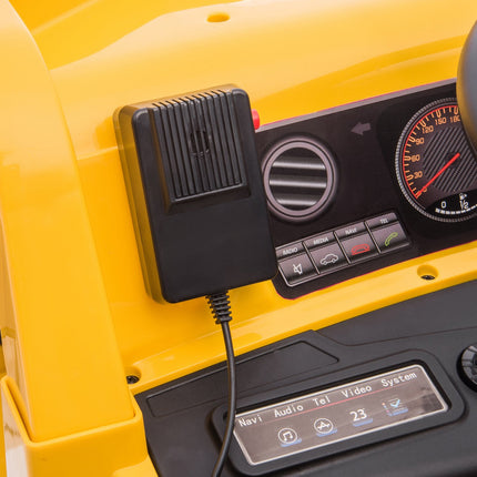 Excavatrice électrique pour enfants, charge 30 kg, avec télécommande, godet, pelle, haut-parleur, phare, pour 3-7 ans, jaune