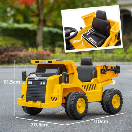 Excavatrice électrique pour enfants, charge 30 kg, avec télécommande, godet, pelle, haut-parleur, phare, pour 3-7 ans, jaune