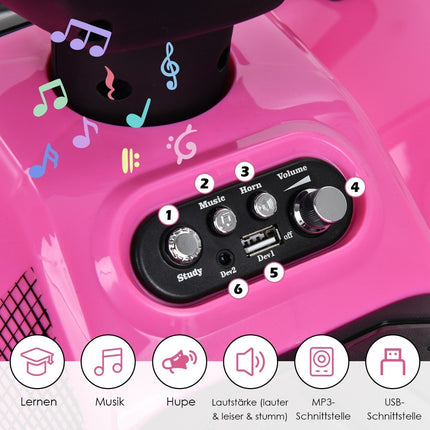 Elektrisches Kinderquad mit Stauraum Mini Elektroquad mit Musik für Kinder 44 x 66 x 42 cm rosa + schwarz