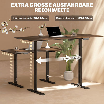Height-Adjustable Electric Desk Frame, Steel, Black
