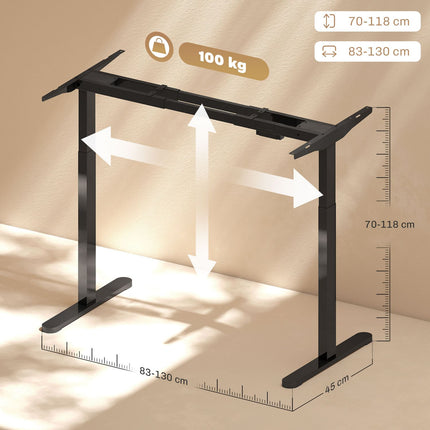 Height-Adjustable Electric Desk Frame, Steel, Black