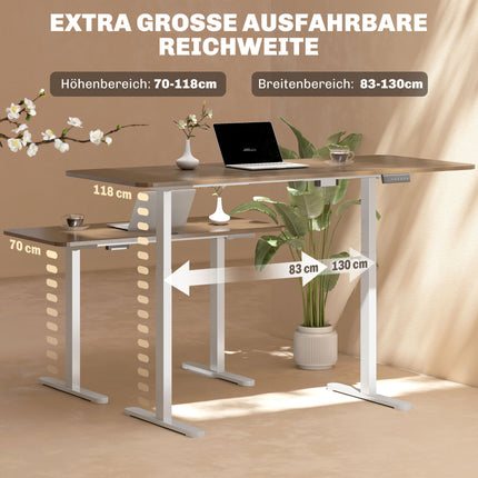 Height-Adjustable Electric Desk Frame, Steel, White