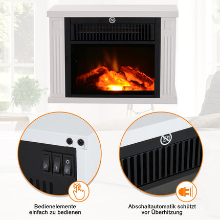 Elektrokamin mit Flammeneffekt, 1200W, Weiß
