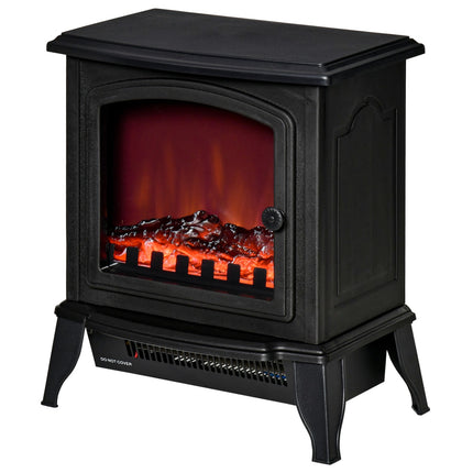 Elektrischer Standkamin mit LED-Flamme, 2000W, Schwarz