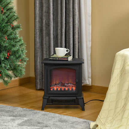 Elektrischer Standkamin mit LED-Flamme, 2000W, Schwarz
