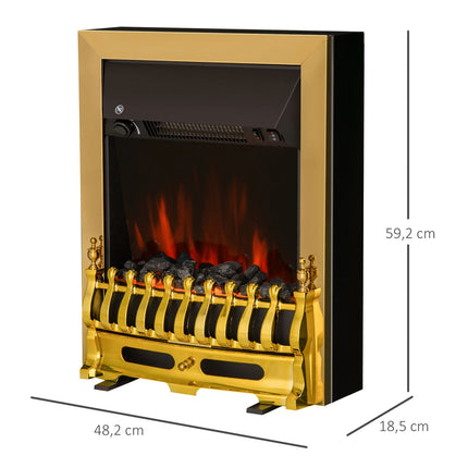 Freistehender Elektroofen, 1000/2000 W, Gold, Flammeneffekt