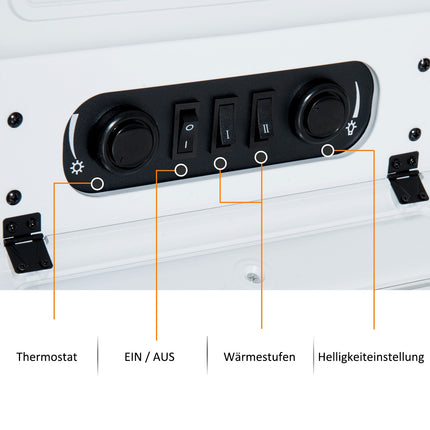 Elektrischer Ofen, 950/1850W, Flammeneffekt, Weiß