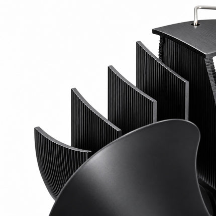 Electricity-Free Stove Fan with 4 Rotor Blades, Freestanding, Black Aluminium