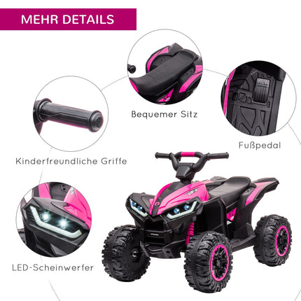 Quad électrique, quad pour enfants avec port USB, moto pour enfants avec lecteur de musique MP3, phare, véhicule pour enfants de 3 à 5 ans