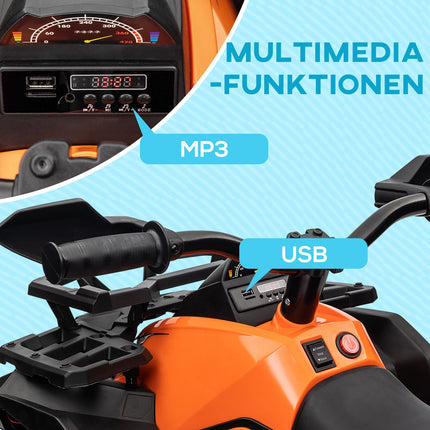 Elektro-Quad für Kinder 3-5, 12V mit MP3 & USB, Orange