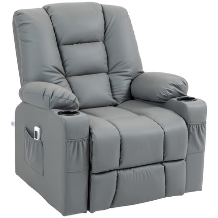 Elektrischer Relaxsessel mit USB, Massagefunktion, Rollen, grau