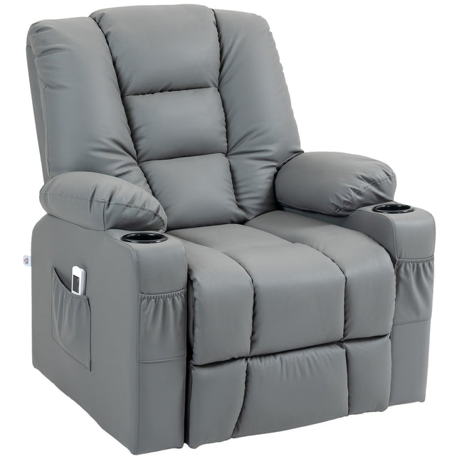 Elektrischer Relaxsessel mit USB, Massagefunktion, Rollen, grau