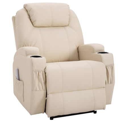 Elektrischer Relax-Massagesessel, Kunstleder, beige