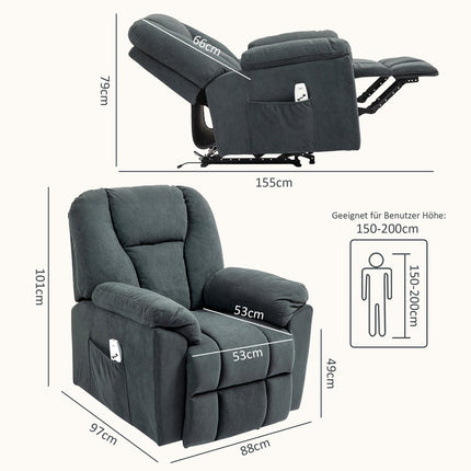 Relaxmassagesessel mit Heizung & USB, dunkelgrau