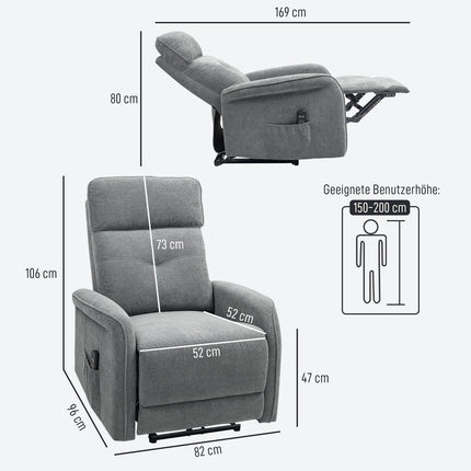 Massagesessel mit Heizung & USB, Dunkelgrau