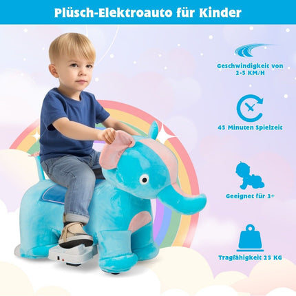Electric ride-on toy in animal shape plush car toy car for children aged 3 years and over blue