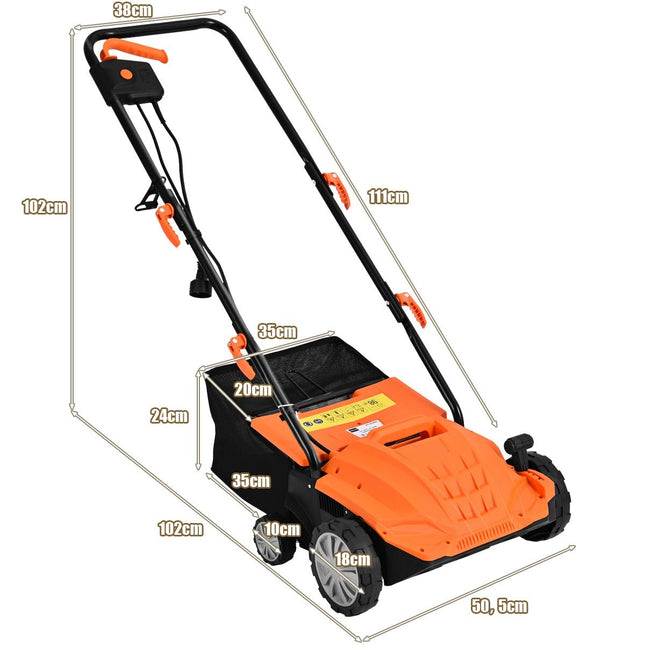 Elektro-Vertikutierer Rasenlüfter 1500W 2-in-1 Vertikutierer und Belüfter 104,5 x 51 x 103 cm Orange