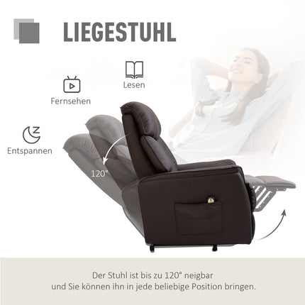 Elektrischer Relaxsessel mit Aufstehhilfe, braunes Kunstleder