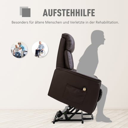 Elektrischer Relaxsessel mit Aufstehhilfe, braunes Kunstleder