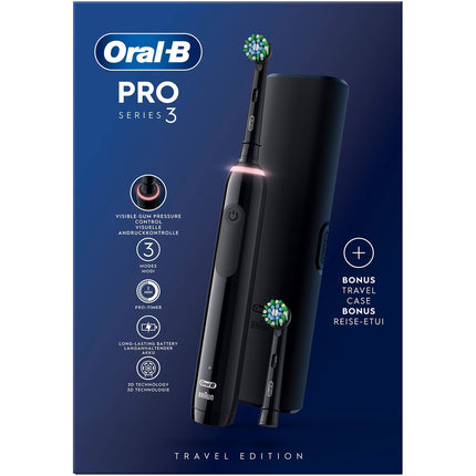 Brosse à dents électrique Pro3 Black + Recharge supplémentaire + TC