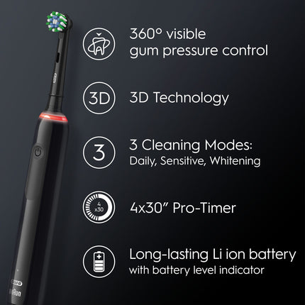 Brosse à dents électrique Pro3 Black + Recharge supplémentaire + TC