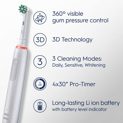 Brosse à dents électrique Pro3 White + recharge supplémentaire