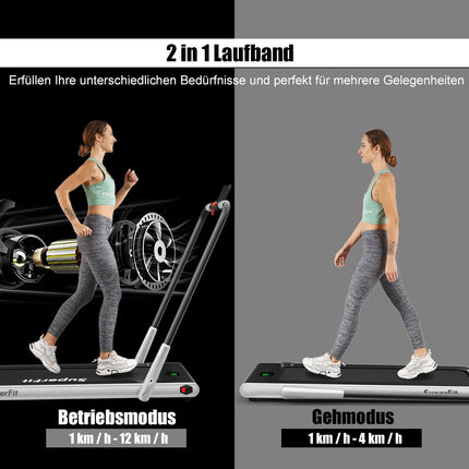Electric treadmill adjustable speed remote control Bluetooth folding function silver