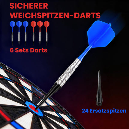 Elektronische Dartscheibe, 1-8 Spieler, LCD-Display, 6 Dart-Sets