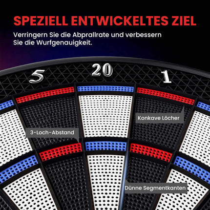 Elektronische Dartscheibe, 1-8 Spieler, LCD-Display, 6 Dart-Sets