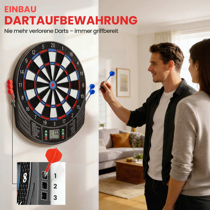 Elektronische Dartscheibe, 1-8 Spieler, LCD-Display, 6 Dart-Sets