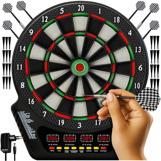 Elektronisches Dartboard-Set, 4 LED-Anzeigen, 6 Darts