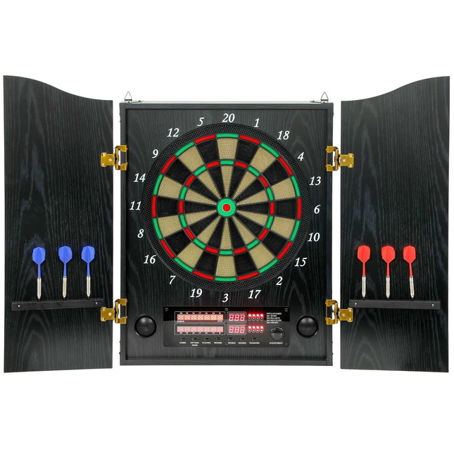 Electronic Dartboard with Cabinet, 25 Games, LED Display