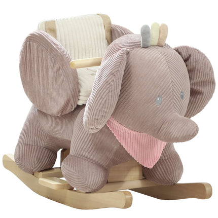 Elephant Rocker with Sounds, Wood Frame, Ages 1.5-3, Brown