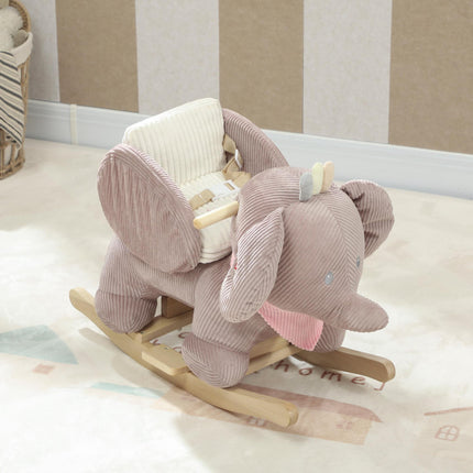 Elephant Rocker with Sounds, Wood Frame, Ages 1.5-3, Brown