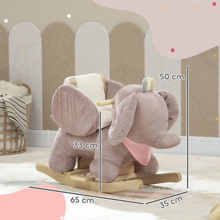Elephant Rocker with Sounds, Wood Frame, Ages 1.5-3, Brown