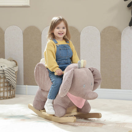 Elephant Rocker with Sounds, Wood Frame, Ages 1.5-3, Brown