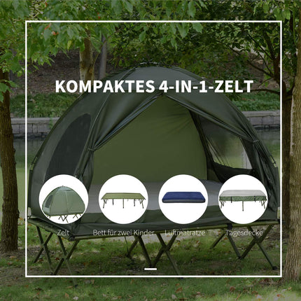 Erhöhtes Camping-Kuppelzelt mit Luftmatratze, 193 x 136 x 178 cm