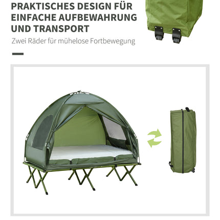 Erhöhtes Camping-Kuppelzelt mit Luftmatratze, 193 x 136 x 178 cm