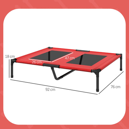 Raised Outdoor Dog Bed - Breathable, Large, Red