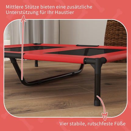 Raised Outdoor Dog Bed - Breathable, Large, Red