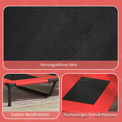 Raised Outdoor Dog Bed - Breathable, Large, Red