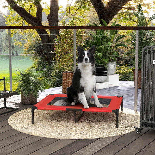 Erhöhtes Outdoor-Hundebett – atmungsaktiv, groß, rot