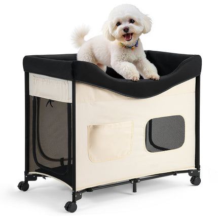 Elevated Dog Bed XL, Foldable Cot With Wheels And Storage